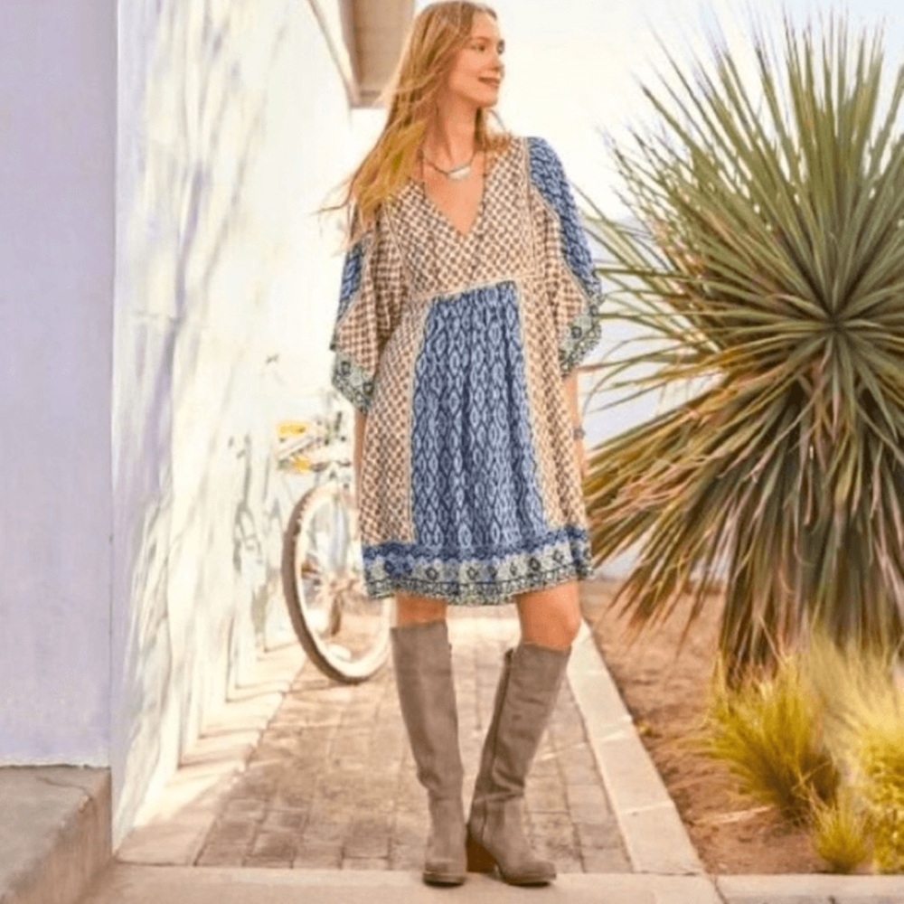 Sundance Blue and Brown Patterned Mini Dress